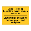 Let op! Risico op beknelling tussen /.../ - Caution! Risk of crushing between /.../