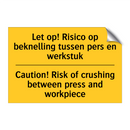 Let op! Risico op beknelling tussen /.../ - Caution! Risk of crushing between /.../