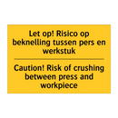Let op! Risico op beknelling tussen /.../ - Caution! Risk of crushing between /.../