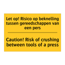 Let op! Risico op beknelling tussen /.../ - Caution! Risk of crushing between /.../