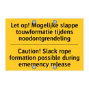 Let op! Mogelijke slappe touwformatie /.../ - Caution! Slack rope formation /.../