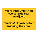 Voorzichtig! Ontgrendel voordat u de hoes verwijdert! - Caution! Unlock before removing the cover!