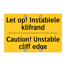 Let op! Instabiele klifrand - Caution! Unstable cliff edge