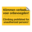 Klimmen verboden voor onbevoegden! - Climbing prohibited for unauthorized persons!