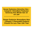 Gevaar Explosieve Atmosfeer Atex /.../ - Danger Explosive Atmosphere Atex /.../
