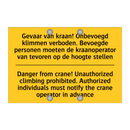 Gevaar van kraan! Onbevoegd klimmen /.../ - Danger from crane! Unauthorized /.../