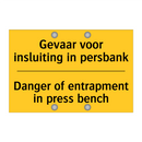Gevaar voor insluiting in persbank - Danger of entrapment in press bench