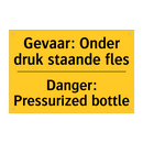 Gevaar: Onder druk staande fles - Danger: Pressurized bottle