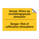 Gevaar: Risico op verstikkingsgevaar atmosfeer - Danger: Risk of suffocation atmosphere