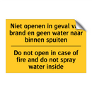 Niet openen in geval van brand /.../ - Do not open in case of fire and /.../