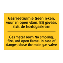 Gasmeetruimte Geen roken, vuur /.../ - Gas meter room No smoking, fire, /.../