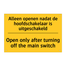 Alleen openen nadat de hoofdschakelaar is uitgeschakeld - Open only after turning off the main switch