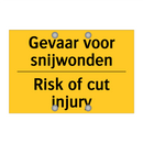 Gevaar voor snijwonden - Risk of cut injury & Gevaar voor snijwonden - Risk of cut injury