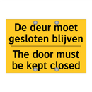 De deur moet gesloten blijven - The door must be kept closed