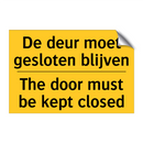 De deur moet gesloten blijven - The door must be kept closed
