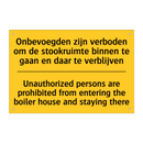 Onbevoegden zijn verboden om de /.../ - Unauthorized persons are prohibited /.../