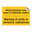 Waarschuwing voor zuren of bijtende stoffen - Warning of acids or corrosive substances
