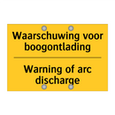 Waarschuwing voor boogontlading - Warning of arc discharge
