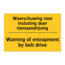 Waarschuwing voor insluiting door riemaandrijving - Warning of entrapment by belt drive