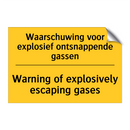 Waarschuwing voor explosief ontsnappende gassen - Warning of explosively escaping gases