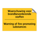 Waarschuwing voor brandbevorderende stoffen - Warning of fire-promoting substances