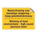 Waarschuwing voor lawaaiige omgeving /.../ - Warning of loud environment - /.../