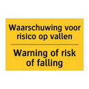 Waarschuwing voor risico op vallen - Warning of risk of falling
