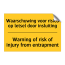 Waarschuwing voor risico op letsel door insluiting - Warning of risk of injury from entrapment