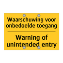 Waarschuwing voor onbedoelde toegang - Warning of unintended entry