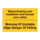 Waarschuwing voor instabiele rand Gevaar voor vallen - Warning Of Unstable Edge Danger Of Falling