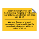 Waarschuwing Gevaar van bodemdaling. /.../ - Warning Danger of ground subsidence. /.../