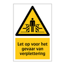 Let op voor het gevaar van verplettering