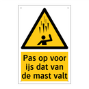 Pas op voor ijs dat van de mast valt