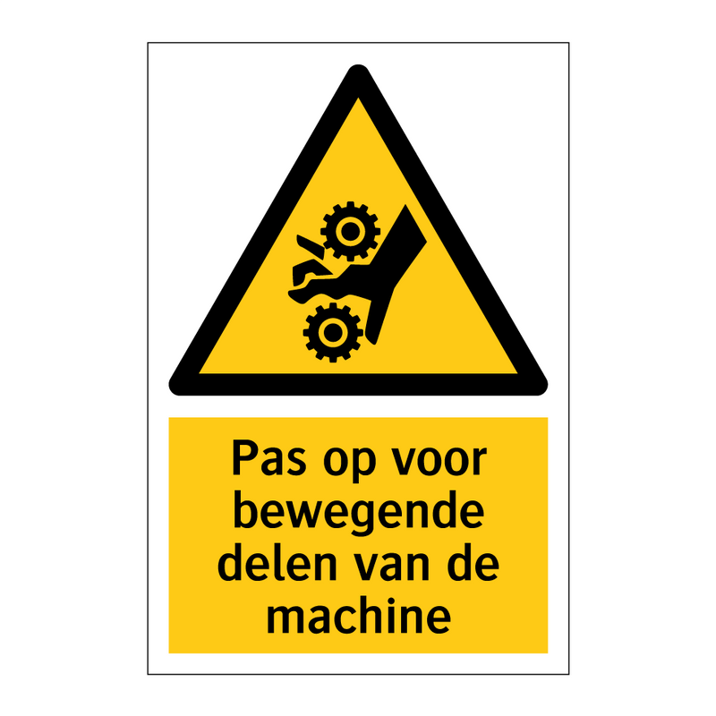Pas op voor bewegende delen van de machine