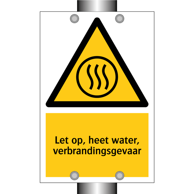 Let op, heet water, verbrandingsgevaar