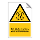Let op, heet water, verbrandingsgevaar
