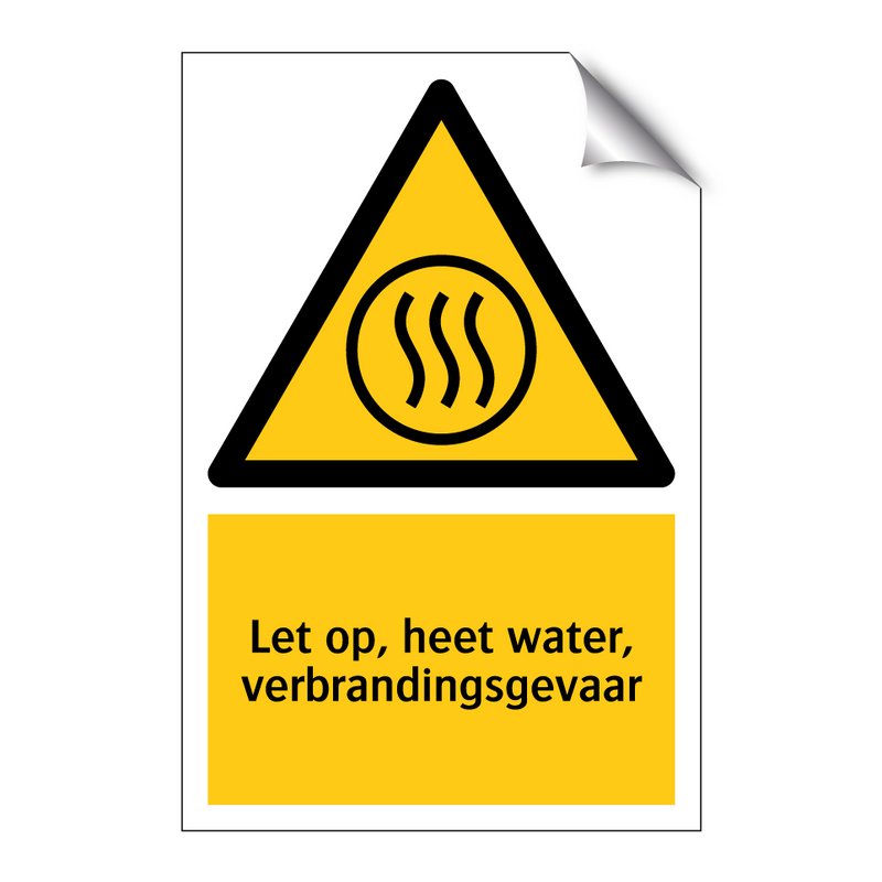 Let op, heet water, verbrandingsgevaar