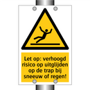 Let op: verhoogd risico op uitglijden op de trap bij sneeuw of regen!