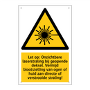 Let op: Onzichtbare laserstraling bij geopende deksel. Vermijd blootstelling van ogen of huid aan directe of verstrooide straling!