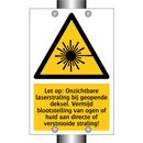 Let op: Onzichtbare laserstraling bij geopende deksel. Vermijd blootstelling van ogen of huid aan directe of verstrooide straling!