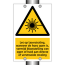Let op laserstraling, wanneer de hoes open is, vermijd blootstelling van ogen of huid aan directe of verstrooide straling