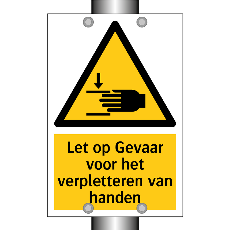 Let op Gevaar voor het verpletteren van handen