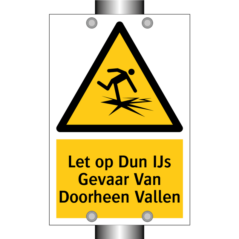 Let op Dun IJs Gevaar Van Doorheen Vallen