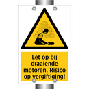 Let op bij draaiende motoren. Risico op vergiftiging!