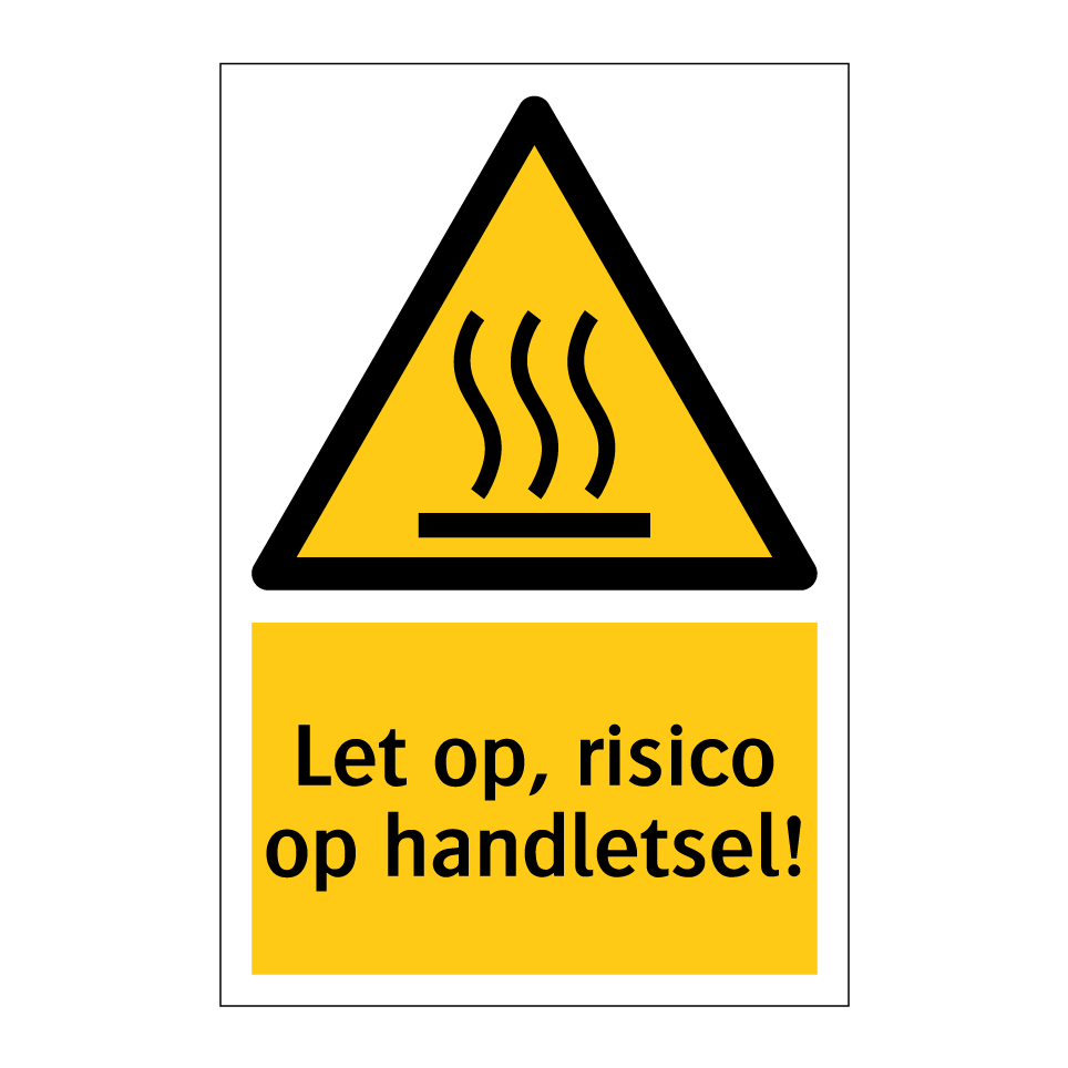 Koop Let op, risico op handletsel! bord | SignOnline | NL-W5196