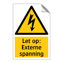 Let op: Externe spanning