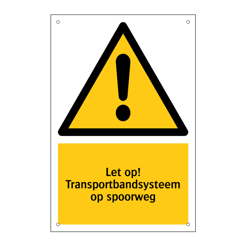 Let op! Transportbandsysteem op spoorweg
