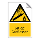 Let op! Gasflessen