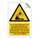 Let op! Start het blussen met een koolstofdioxide (Co₂) brandblusser in de kamer. Verlaat onmiddellijk de kamer na het blussen - sluit de deur! Betreed de kamer daarna niet - risico op verstikking!