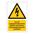 Let op! Laagspanningsruimte Gevaar voor leven! Onbevoegd betreden verboden!
